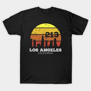 Los Angeles California 213 Area Code Sunset T-Shirt